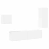 4 Piece TV Wall Units White Engineered Wood 3216428