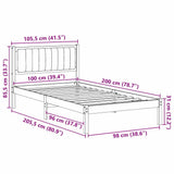 Bed Frame with Upholstered Headboard Light Grey 100 x 200 cm 878279