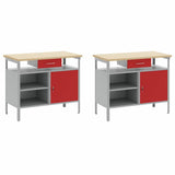 Work Bench Set with Lock 8 pcs Red and Grey Powder-Coated Steel 3321499