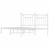 Bed Frame White Powder-Coated Steel Double Bed Frame 353587