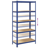 5-Layer Storage Shelf Blue Steel&Engineered Wood 4016961