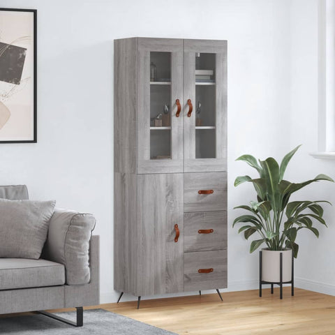 Highboard Grey Sonoma 69.5x34x180 cm Engineered Wood 3198447
