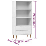 Bookcase MOLDE White 85x35x170,5 cm Solid Wood Pine 350541