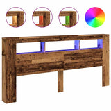 LED Headboard Old Wood 220x18.5x103.5 cm Engineered Wood 857694