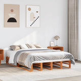 Bed Frame without Mattress Wax Brown 120x190 cm Small Double Solid Wood Pine 850865