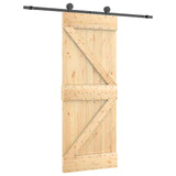 Sliding Door Natural and Black 85 x 210 cm Solid Pine Wood 3444984