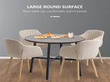 85cm Dining Room Table, Industrial Style Kitchen Table Round with Steel Legs, Rustic Brown T3398P344455