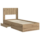 Bed Frame with Storage and Headboard Artisan Oak 90 x 200 cm 3414514
