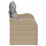 Garden Sofa with Cushion Beige 121 x 62 x 69cm Poly Rattan 42006725