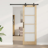 Sliding Door Natural 73.5 x 211 cm Solid Pine Wood and Glass 3332269