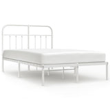 Bed Frame White Powder-Coated Steel Small Double Bed Frame 352624