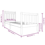 3100710 Bed Frame without Mattress White Solid Wood 100x200 cm