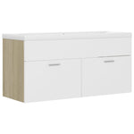 ZNTS Sink Cabinet with Built-in Basin White and Sonoma Oak Engineered Wood 3070852