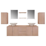 Nine Piece Bathroom Furniture and Basin Set Beige 272230