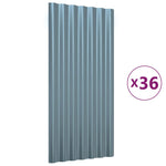 Roof Panels 36 pcs Galvanised Steel Grey 80x36 cm 319139