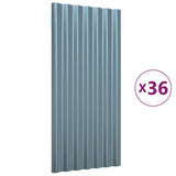 Roof Panels 36 pcs Galvanised Steel Grey 80x36 cm 319139