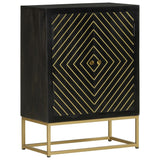 Sideboard with 2 Doors Black&Gold 55x30x75 cm Solid Wood Mango 352042