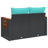 Garden Sofa with Cushions 2-Seater Black Poly Rattan 366036