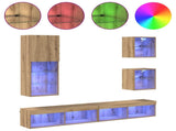 TV Wall Units with LED 5 pcs Artisan Oak Engineered Wood 3402951
