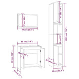 3 Piece Bathroom Furniture Set Grey Sonoma Engineered Wood 3152720