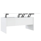 Coffee Table High Gloss White 102x50,5x46,5 cm Engineered Wood 809725