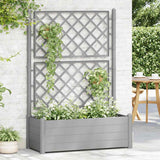 Garden Planter with Trellis 100x43x142 cm PP Stone Grey 317582