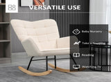 Berber Fleece Nursery Glider Rocker for Nursing, Wingback Rocking Chair for Living Room, Beige T3398P343457