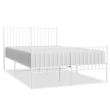 Metal Bed Frame without Mattress with Footboard White 140x200cm 350950