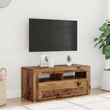 TV Cabinet with LED Lights Old Wood 90x35x40 cm Engineered Wood 856321