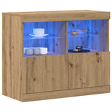 LED Sideboard Brown 81 x 37 x 66.5 cm Engineered Wood 863031