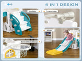5 in 1 Toddler Slide with Basketball Hoop, Climber, Telescope, Storage Basket, for Ages 1-3 Years, T3398P422165