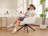 360 Degree Swivel Accent Chair, Teddy Fleece Fabric Armchair, Upholstered Tufted Vanity Chair with T3398P377852