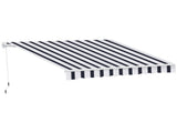 Manual Retractable Awning, 2.5x2 m-Dark Blue/White Stripes T3398P310342
