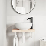 Basin Shelf Wall Mounted Steel and Solid Wood Beech 3302326