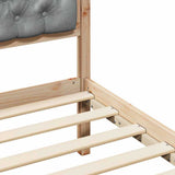 Bed Frame with Headboard Light Grey 75 x 190 cm Solid Pine Wood 878229
