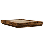 Bed Frame with LED Lights without Mattress Smoked Oak 120x190cm 3281144