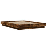 Bed Frame with LED Lights without Mattress Smoked Oak 120x190cm 3281144