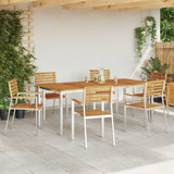 Garden Dining Set 7 pcs Solid Acacia Wood and Stainless Steel 3334779
