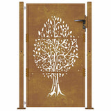 Garden Gate 100x125 cm Corten Steel Tree Design 153162
