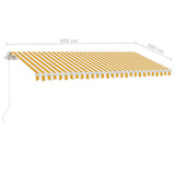 Manual Retractable Awning with LED 400x300 cm Yellow and White 3069543