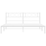 Metal Bed Frame without Mattress with Headboard White 180x200cm 372330