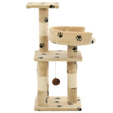 Cat Tree with Sisal Scratching Posts 65 cm Paw Prints Beige 170610