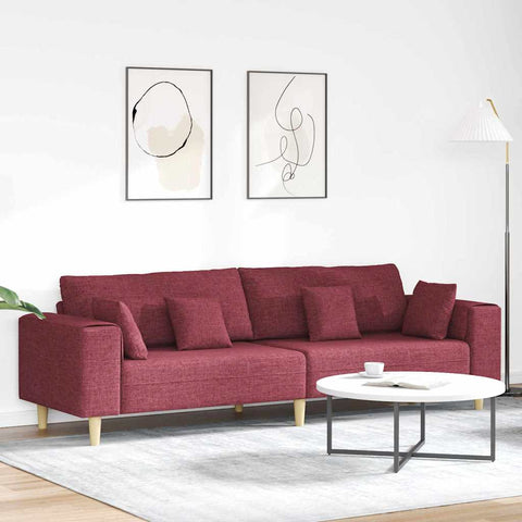 Fabric Sofa with Cushion Wine Red 208 cm Fabric 3335146