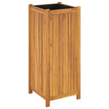 Garden Planter with Liner 42x42x100 cm Solid Wood Acacia 366438