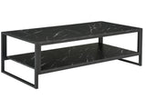 Coffee Table, Two-Tier Marble Centre Table with Metal Frame and Storage Shelf for Living Room, 106 x T3398P343257