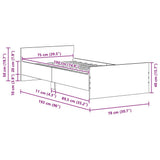 Bed Frame without Mattress Old Wood 75x190 cm Engineered Wood 862310
