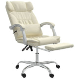 Reclining Office Chair Cream Faux Leather 349736