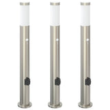 Bollard Lights with Sensor&Outlet 3pcs 80 cm Stainless Steel IP44 4006020