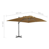 Cantilever Garden Parasol with Aluminium Pole 400x300 cm Taupe 44639
