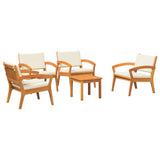 Bistro Set with Cushion 5 pcs Brown Polyester 3328619